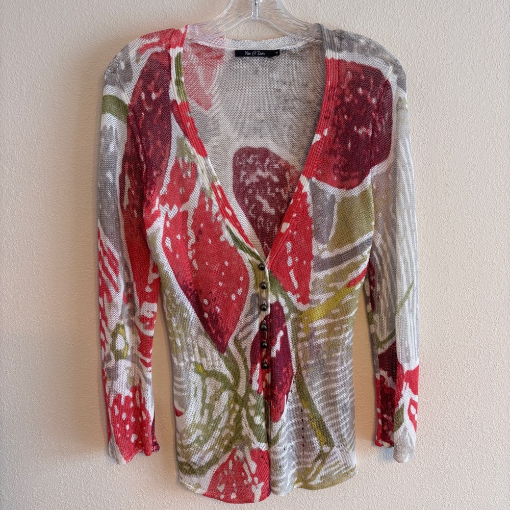 NIC+ZOE Women’s Textured Knit Sweater Cardigan Top SZ Small